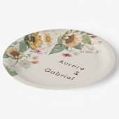 Rustieke Zonnebloem Beige Bruiloft Papier Borden Papieren Bordje (Gekanteld)