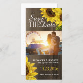 Rustieke Zonnebloem Bewaar de Datum Foto Kaarten (Voorkant / Achterkant)