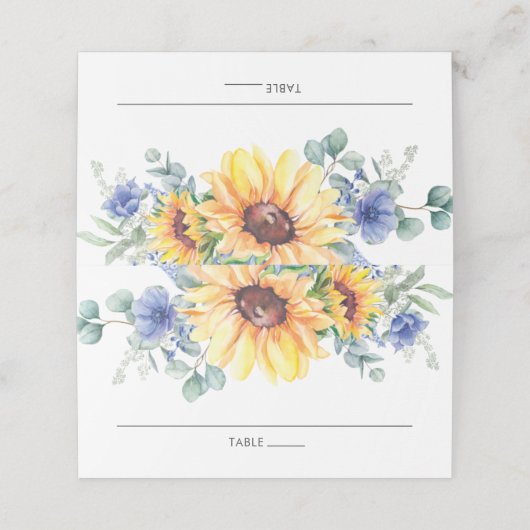 Rustieke Zonnebloem Blauw Bloemen Huwelijk Naam Ga (Buitenkant ongevouwen)