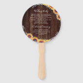 Rustieke zonnebloem bloei | Trouwprogramma Handwaaier (Achterkant)