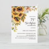 Rustieke Zonnebloem Bloemen 75e Verjaardagsfeest Kaart (Staand voorkant)
