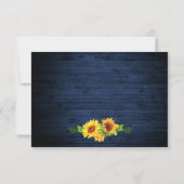 Rustieke Zonnebloem Bloemen Blauwe Houten Lichten RSVP Kaartje (Achterkant)