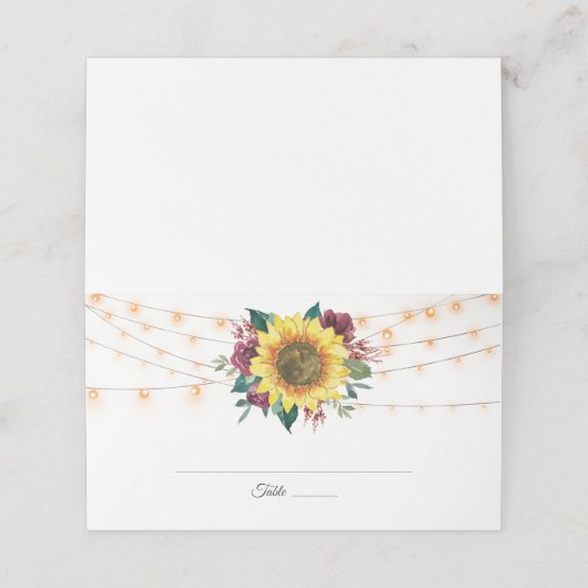 Rustieke Zonnebloem Bloemen Waterverf Lichten Brui (Buitenkant ongevouwen)