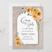 Rustieke Zonnebloem Boog Wedding Save The Date (Voorkant)