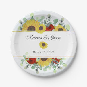 Rustieke Zonnebloem Bourgondië Rode Bloemen Bruilo Papieren Bordje