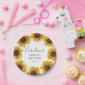 Rustieke Zonnebloem Bruidsdouche Boho Waterverf Papieren Bordje (Feest)