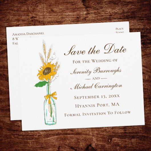 Rustieke Zonnebloem Bruiloft Bloemen Save The Date Briefkaart