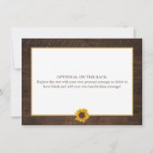 Rustieke Zonnebloem Bruiloft Bridal Shower Bedankt (Achterkant)