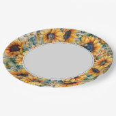 Rustieke Zonnebloem Bruiloft Papieren Bordje (Gekanteld)