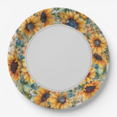 Rustieke Zonnebloem Bruiloft Papieren Bordje (Voorkant)