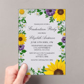 Rustieke Zonnebloem Daisy Floral Afstuderen Acryl Uitnodigingen (Insitu (Draagbaar))