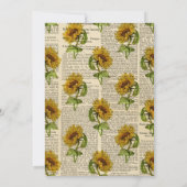 Rustieke zonnebloem en gouden bruiloft kaart (Achterkant)