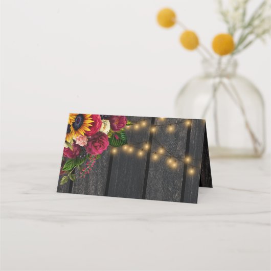 Rustieke zonnebloem en rozen bruiloft (Achterkant)