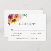 Rustieke Zonnebloem en Rozen RSVP-behuizing kaart (Voorkant / Achterkant)
