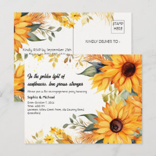 Rustieke Zonnebloem Engagement Party Uitnodiging Briefkaart