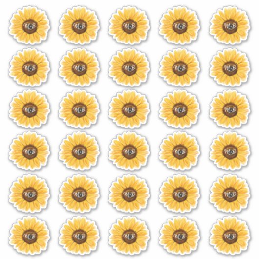 Rustieke Zonnebloem Envelop Afdichtingen Monogram  Sticker (Voorkant)