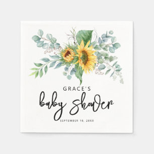 Rustieke Zonnebloem Eucalyptus Baby Shower Servet