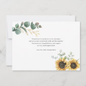 Rustieke zonnebloem eucalyptus bruiloft bedankje kaart (Achterkant)