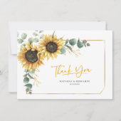 Rustieke zonnebloem eucalyptus bruiloft bedankje kaart (Voorkant)