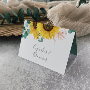 Rustieke Zonnebloem Eucalyptus Buffet Eten Labels Kaart