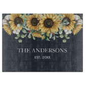 Rustieke Zonnebloem Eucalyptus Floral Botanisch Zw Snijplank (Voorkant)