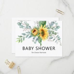 Rustieke Zonnebloem Eucalyptus Groene Baby Shower Uitnodiging Briefkaart