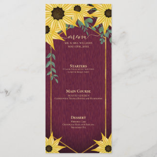 Rustieke Zonnebloem Eucalyptus Hout Waterverf Bloe Menu