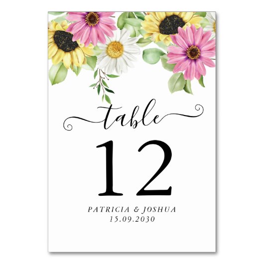 Rustieke Zonnebloem Fall Trouwtafel Nummer Kaart (Voorkant)
