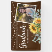 Rustieke Zonnebloem Foto String Lights Afstuderen Spandoek (Verticaal)