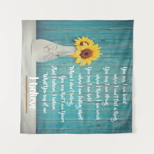 Rustieke zonnebloem geloof ik wandkleed (Voorkant (horizontaal))