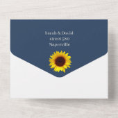 Rustieke Zonnebloem gepersonaliseerde bruiloft All In One Uitnodiging (Achterkant)