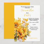 rustieke zonnebloem, goudgele bruiloft kaart (Voorkant / Achterkant)