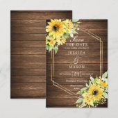 Rustieke Zonnebloem Greenery Wedding Save the Date Kaart (Voorkant / Achterkant)