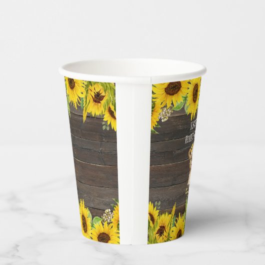 Rustieke Zonnebloem Highland Koe Baby shower Papieren Bekers (Rechts)