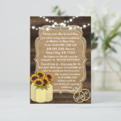 Rustieke Zonnebloem Houten Lichtjes Trouwinzetstuk Kaart (Staand voorkant)