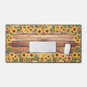 Rustieke zonnebloem houten plank bureaumat (Keyboard & Muis)
