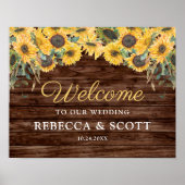 Rustieke Zonnebloem Houten Schuur Bruiloft Welkom  Poster (Voorkant)