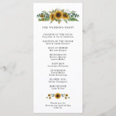 Rustieke Zonnebloem Huwelijksprogramma Programma (Achterkant)