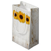 Rustieke Zonnebloem Kant & Burlap Gift Bag Klein Cadeauzakje (Voorkant Gekanteld)