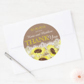 Rustieke zonnebloem kant dank u label (Envelop)