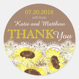 Rustieke zonnebloem kant dank u label