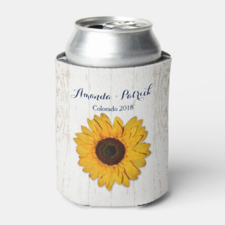 Rustieke Zonnebloem Kant en Burlap Koelbox Favor. Blikjeskoeler