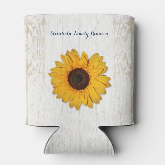 Rustieke Zonnebloem Kant en Burlap Koelbox Favor. Blikjeskoeler (Achterkant)