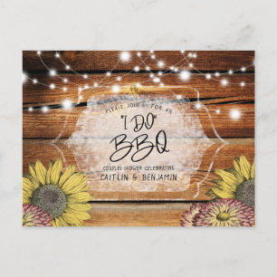 Rustieke Zonnebloem Koppels Ik Doe BBQ Vrijgezelle Uitnodiging Briefkaart