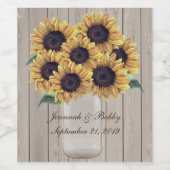 Rustieke Zonnebloem Land Mason Jar Bruiloft Wijn Etiket (Enkel label)