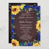 Rustieke Zonnebloem Lights Blauw Bloemen Border Br Programma (Voorkant / Achterkant)