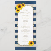 Rustieke Zonnebloem & Marine Blauwe Strepen Bruilo Programma (Voorkant)
