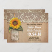 Rustieke zonnebloem mason jar bewaar de datum kaar save the date (Voorkant / Achterkant)