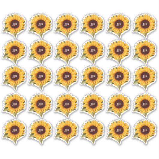 Rustieke Zonnebloem Monogram Envelop Seal Sticker (Voorkant)