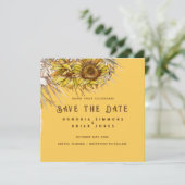Rustieke Zonnebloem Mosterd Vierkant Save the Date (Staand voorkant)
